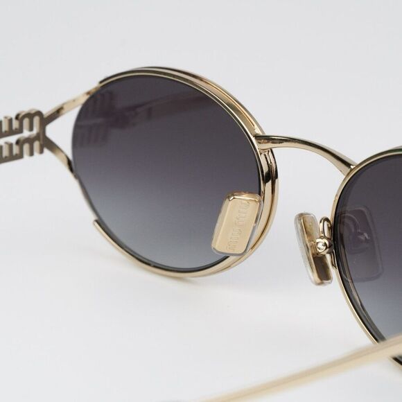 NEW Miu Miu MU52YS ZVN5D1 Pale Gold Grey Gradient Oval Unisex Sunglasses main image 6